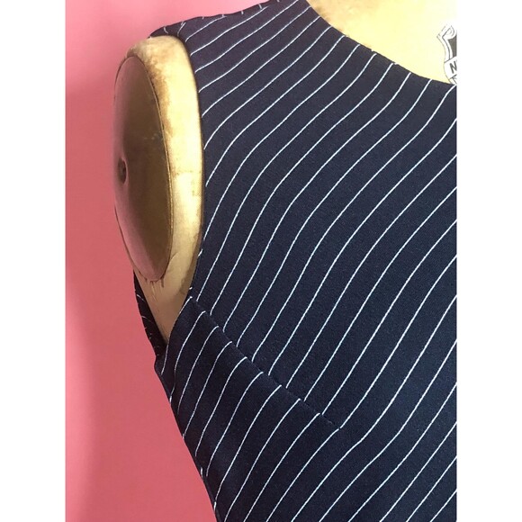 1990s-Y2K RAMPAGE STRIPED Navy and White KEYHOLE Back. Tank. Mini Dress. M-L - Picture 4 of 10